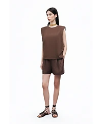 Nocturne Women's Belted Linen Mini Shorts