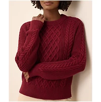 Pact Women's Cable Knit Crew Sweater