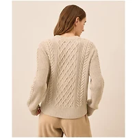 Pact Women's Cable Knit Crew Sweater