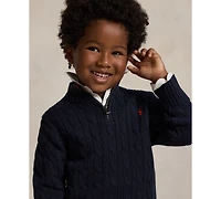 Polo Ralph Lauren Boys 2-7 Cable-Knit Cotton Quarter-Zip Sweater