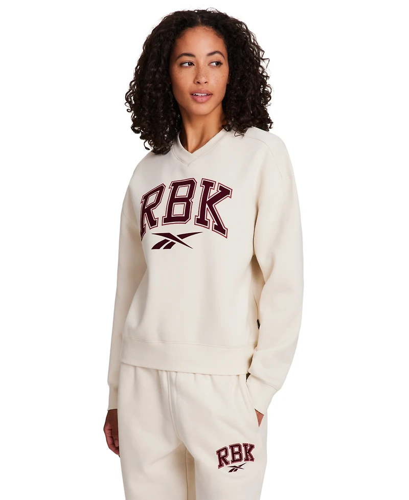 Reebok Women's New Heritage Varsity V-Neck Sweatshirt
