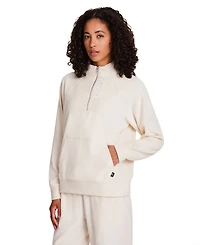 Reebok Women's New Heritage Velour Half Zip Collared Top