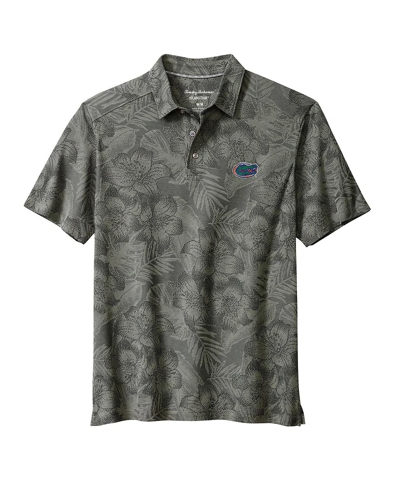 Tommy Bahama Men's Gray Florida Gators Palm Fresco Hibiscus IslandZone Polo Shirt