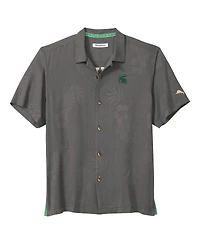 Tommy Bahama Men's Gray Michigan State Spartans Catch of the Day Camp IslandZone Button-Up T-Shirt