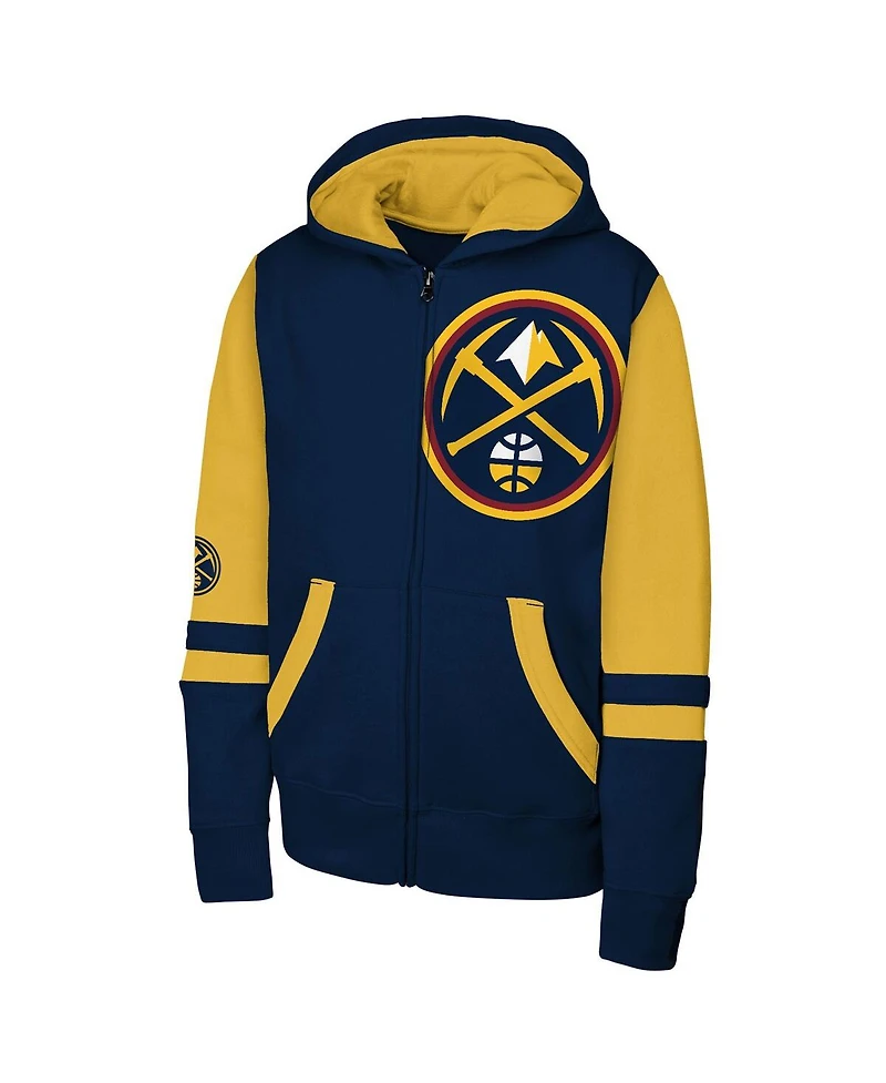 Outerstuff Big Boys and Girls Navy Denver Nuggets Straight to the League Full-Zip Hoodie