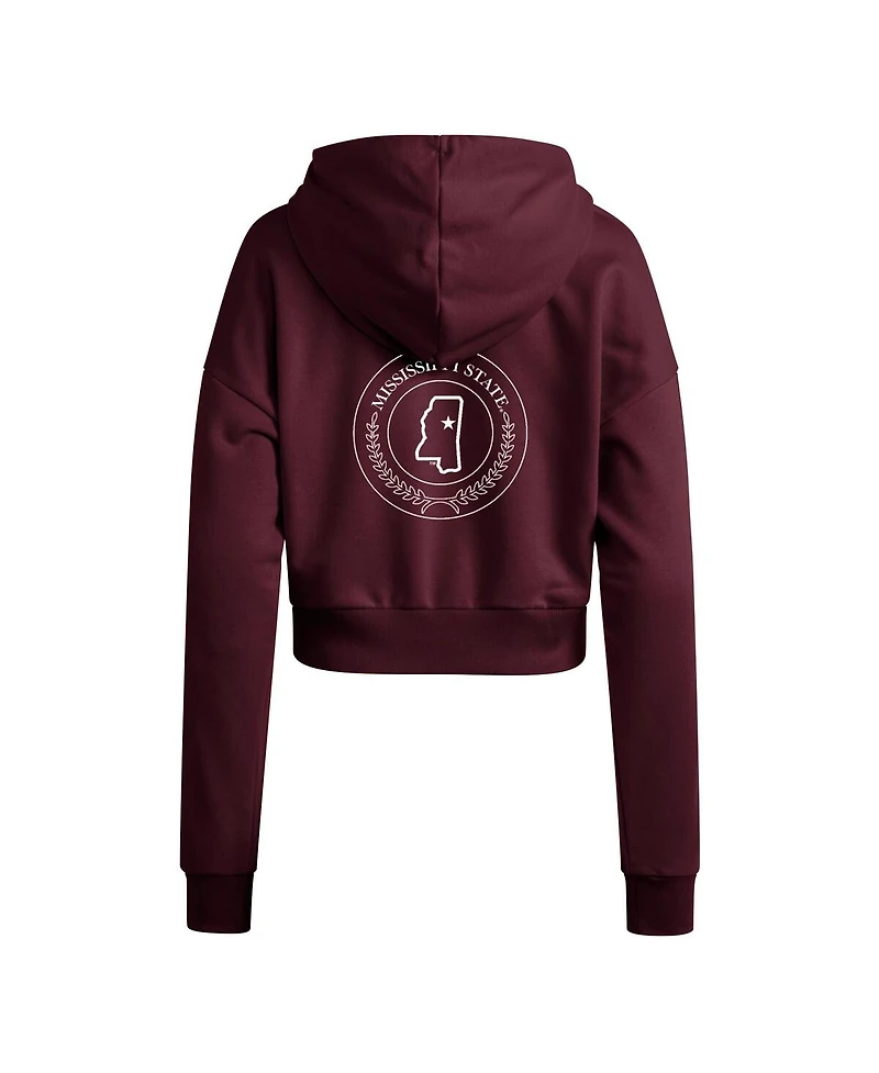 Adidas Women's Maroon Mississippi State Bulldogs Campus Queen Cropped Pullover Hoodie