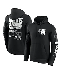 Fanatics Men's Black Brooklyn Nets Game Time Crossover Pullover Hoodie