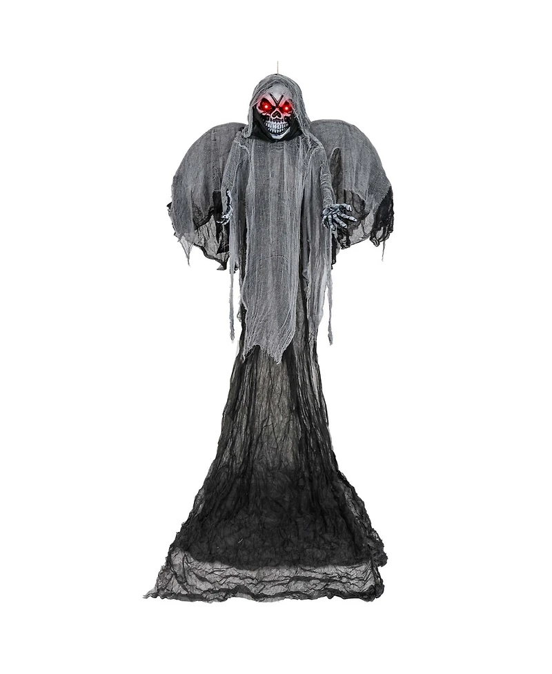 12.1 Ft Hanging Halloween Decoration Skeleton Ghost with Flickering Red Eyes
