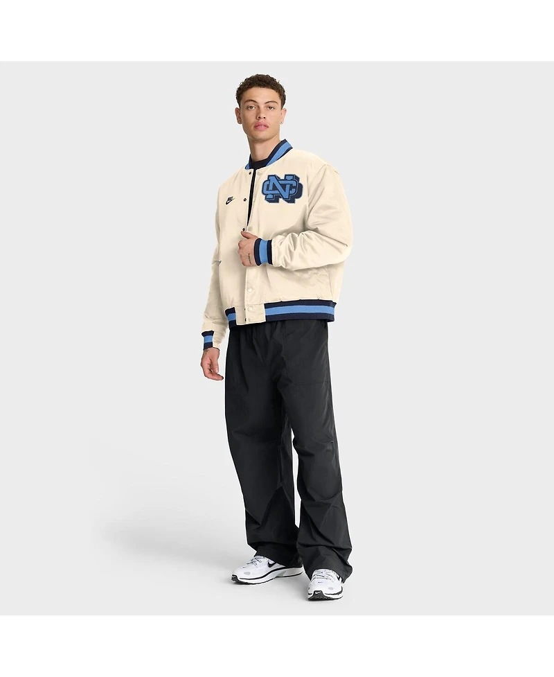 Nike Men's Tan North Carolina Tar Heels Legacy Full-Snap Bomber Jacket