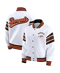 Wear by Erin Andrews Women's White Cincinnati Bengals Full-Snap Fleece Sweatshirt Jacket