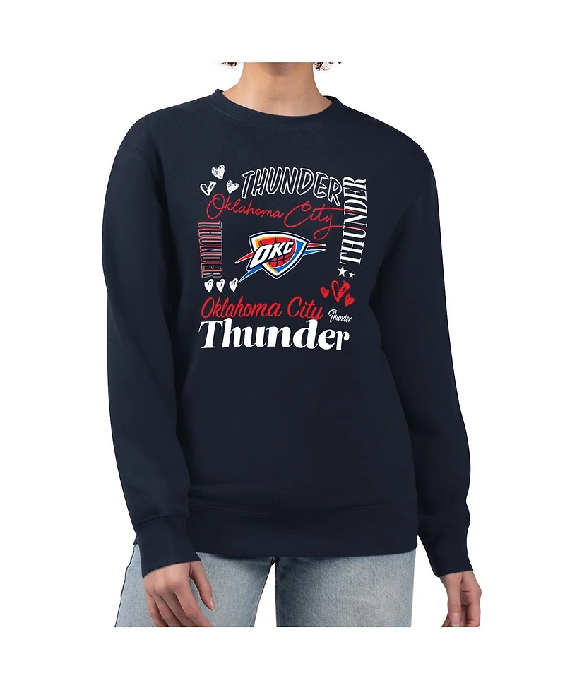 G-iii 4Her by Carl Banks Women's Navy Oklahoma City Thunder Collage Team Graphic Fleece Pullover Sweatshirt