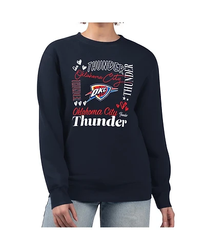G-iii 4Her by Carl Banks Women's Navy Oklahoma City Thunder Collage Team Graphic Fleece Pullover Sweatshirt