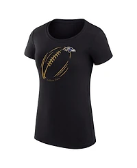 G-iii 4Her by Carl Banks Women's Black Baltimore Ravens Super-Slim Fit Lightweight Subtle Football T-Shirt
