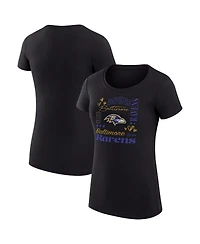 G-iii 4Her by Carl Banks Women's Black Baltimore Ravens Super-Slim Fit Lightweight Collage Team T-Shirt