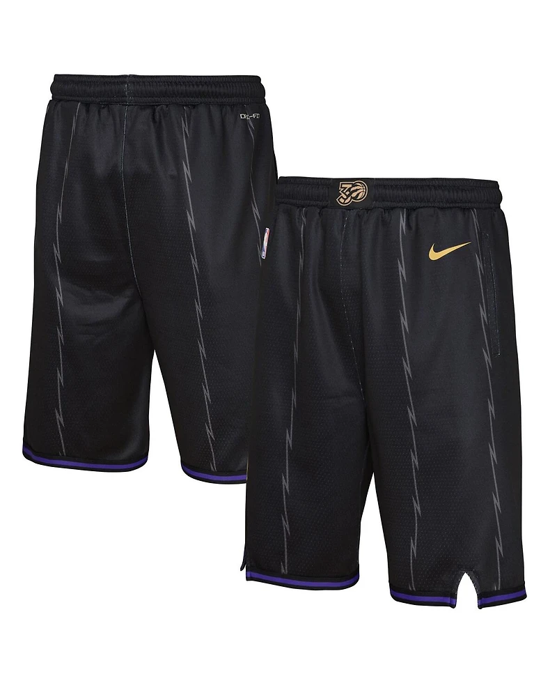 Nike Big Boys and Girls Black Toronto Raptors 2024/25 City Edition Swingman Performance Shorts