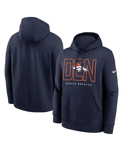 Nike Men's Navy Denver Broncos Busted Play Club Fleece Pullover Hoodie