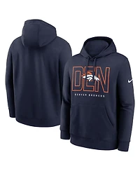Nike Men's Navy Denver Broncos Busted Play Club Fleece Pullover Hoodie