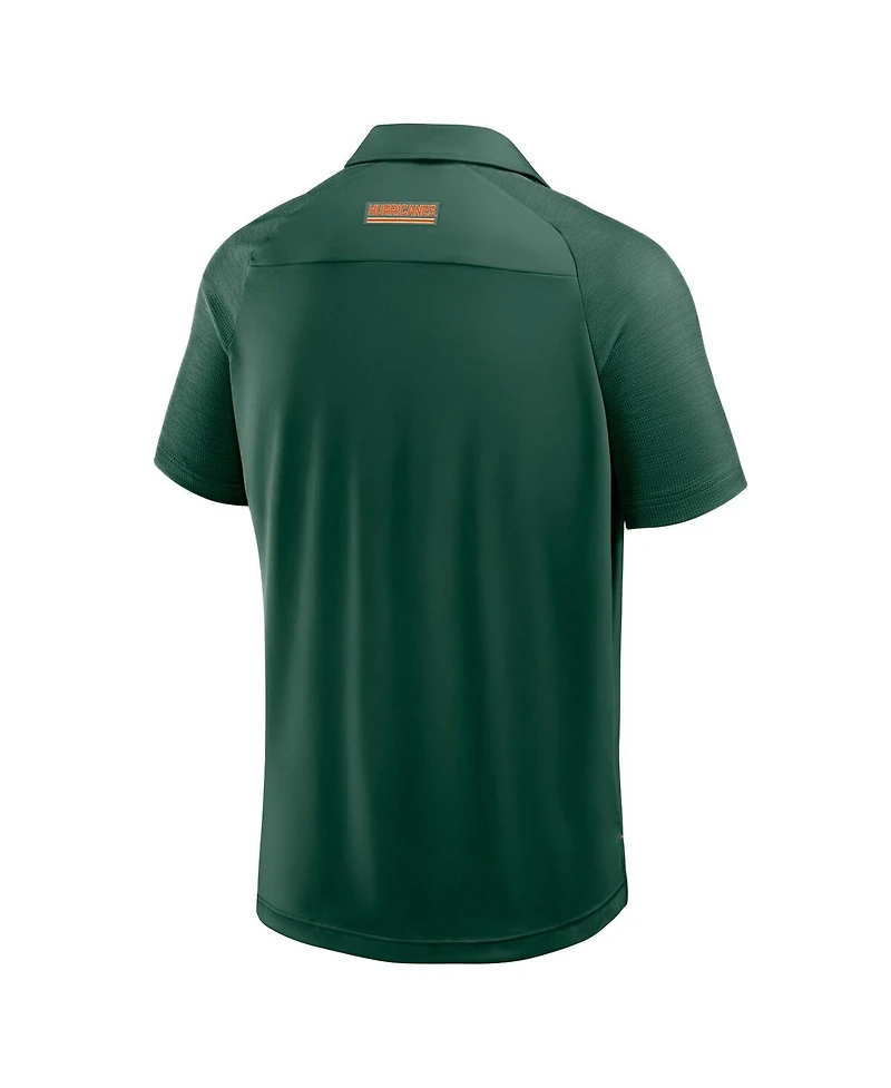 Fanatics Men's Green Miami Hurricanes Take the Lead Defender Raglan Polo Shirt