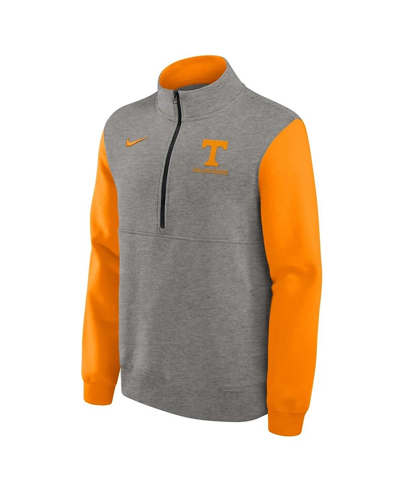 Nike Men's Heather Gray/Tennessee Orange Tennessee Volunteers Club Fleece Half-Zip Pullover Hoodie