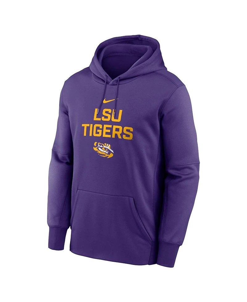 Nike Men's Purple Lsu Tigers Team Stacked Performance Pullover Hoodie