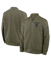 Nike Men's Olive Dallas Cowboys 2025 Salute to Service Sideline Full-Zip Bomber Jacket