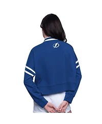 Starter Women's Blue Tampa Bay Lightning Power Play Cropped Pullover Sweatshirt