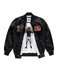 Starter Men's Black Cincinnati Bengals Exclusive Satin Full-Snap Varsity Jacket