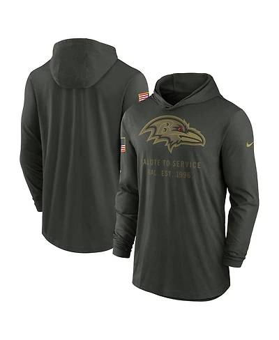 Nike Men's Forest Green Baltimore Ravens 2025 Salute to Service Sideline Dri-fit Lightweight Hooded Pullover Hoodie