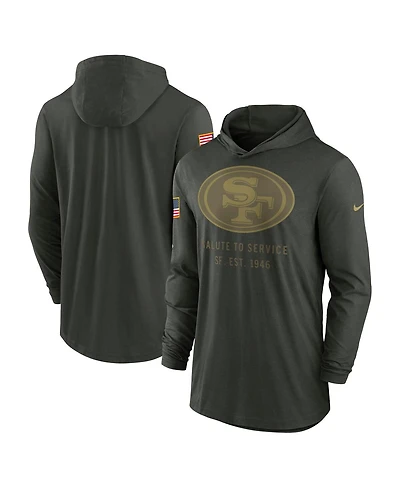 Nike Men's Forest Green San Francisco 49ers 2025 Salute to Service Sideline Dri-fit Lightweight Hooded Pullover Sweatshirt