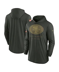Nike Men's Forest Green San Francisco 49ers 2025 Salute to Service Sideline Dri-fit Lightweight Hooded Pullover Sweatshirt