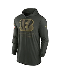 Nike Men's Forest Green Cincinnati Bengals 2025 Salute to Service Sideline Dri-fit Lightweight Hooded Pullover Sweatshirt
