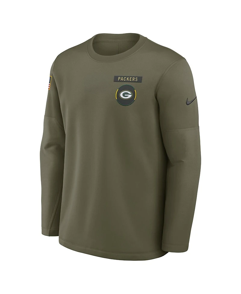 Nike Men's Olive Green Bay Packers 2025 Salute to Service Sideline Coaches Therma-fit Long Sleeve Shirt