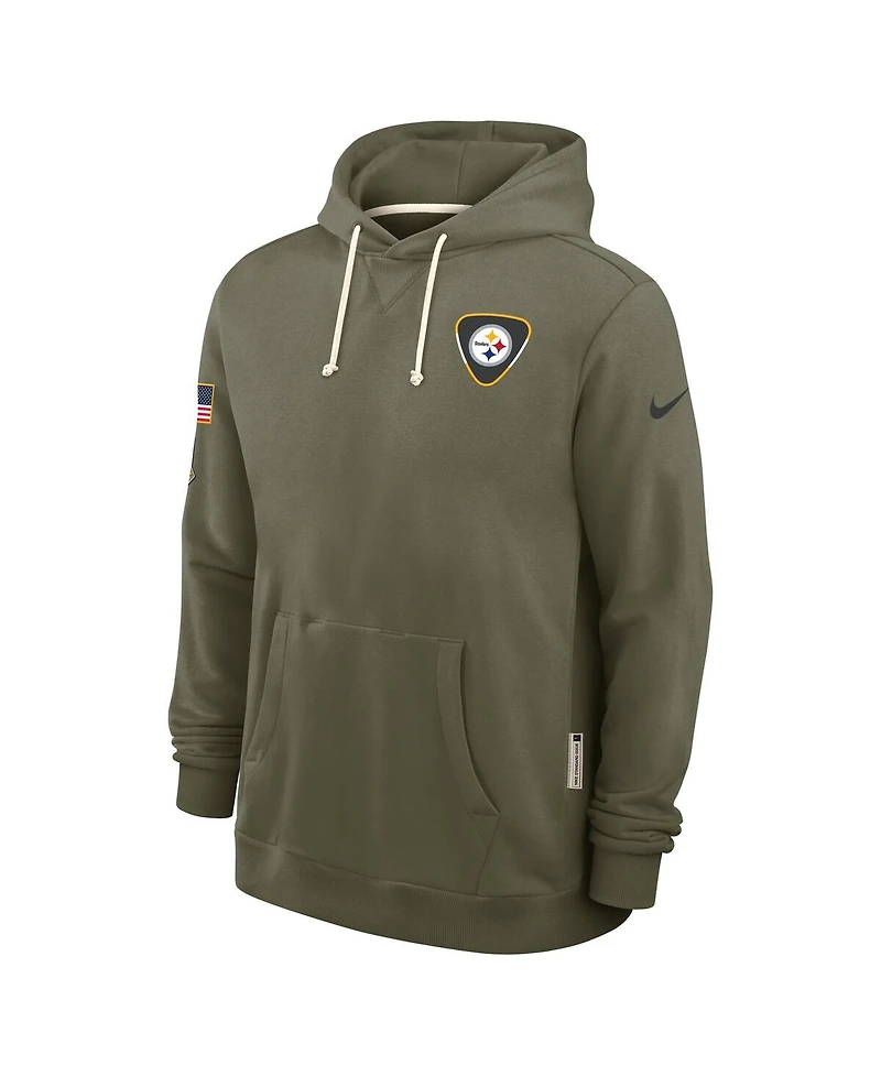 Nike Men's Olive Pittsburgh Steelers Big Tall 2025 Salute to Service Sideline Dominant Force Dri-fit Hoodie