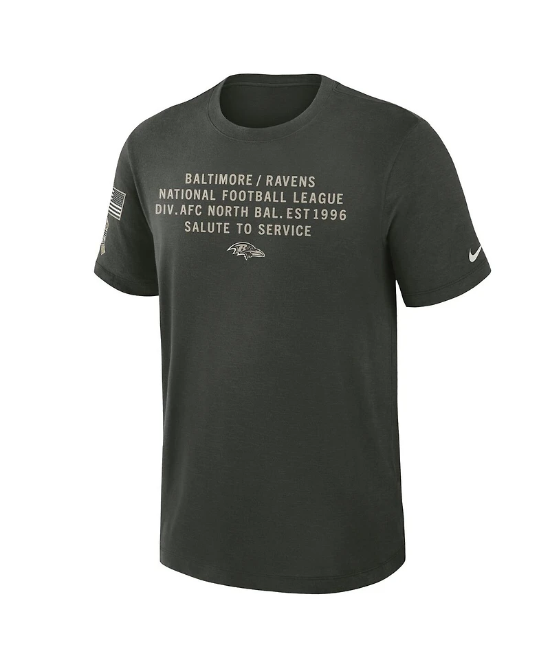 Nike Men's Dark Green Baltimore Ravens 2025 Salute to Service Sideline Slub Dri-fit T-Shirt