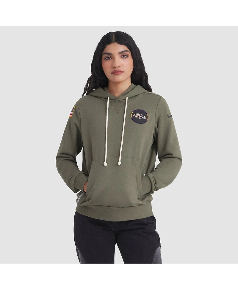 Nike Women's Olive Baltimore Ravens 2025 Salute to Service Sideline Standard Issue Dri-fit Hoodie