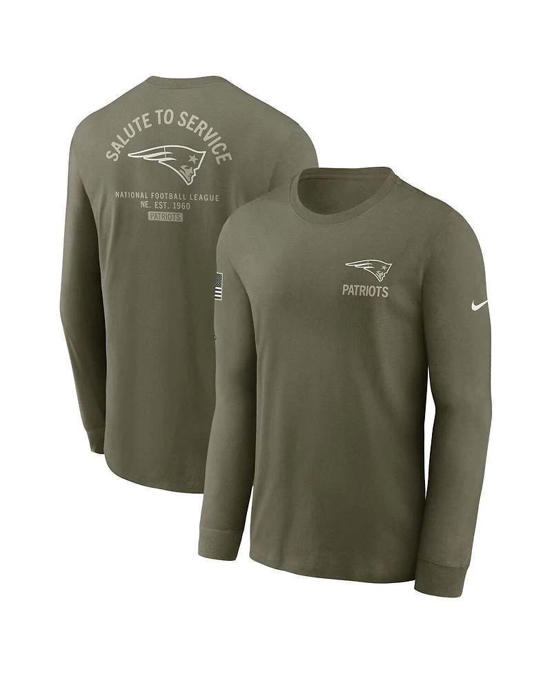 Nike Men's Olive New England Patriots 2025 Salute to Service Sideline Long Sleeve T-Shirt