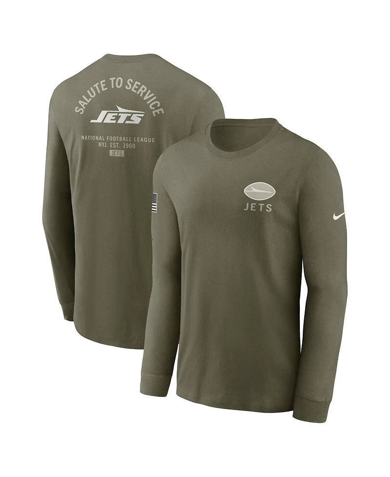 Nike Men's Olive New York Jets 2025 Salute to Service Sideline Long Sleeve T-Shirt