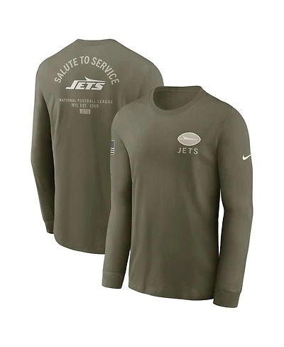 Nike Men's Olive New York Jets 2025 Salute to Service Sideline Long Sleeve T-Shirt