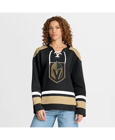 Fanatics Women's Black Vegas Golden Knights Icing Long Sleeve Lace Up Sweatshirt