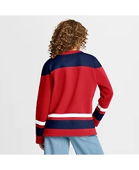 Fanatics Women's Red Washington Capitals Icing Long Sleeve Lace Up Sweatshirt