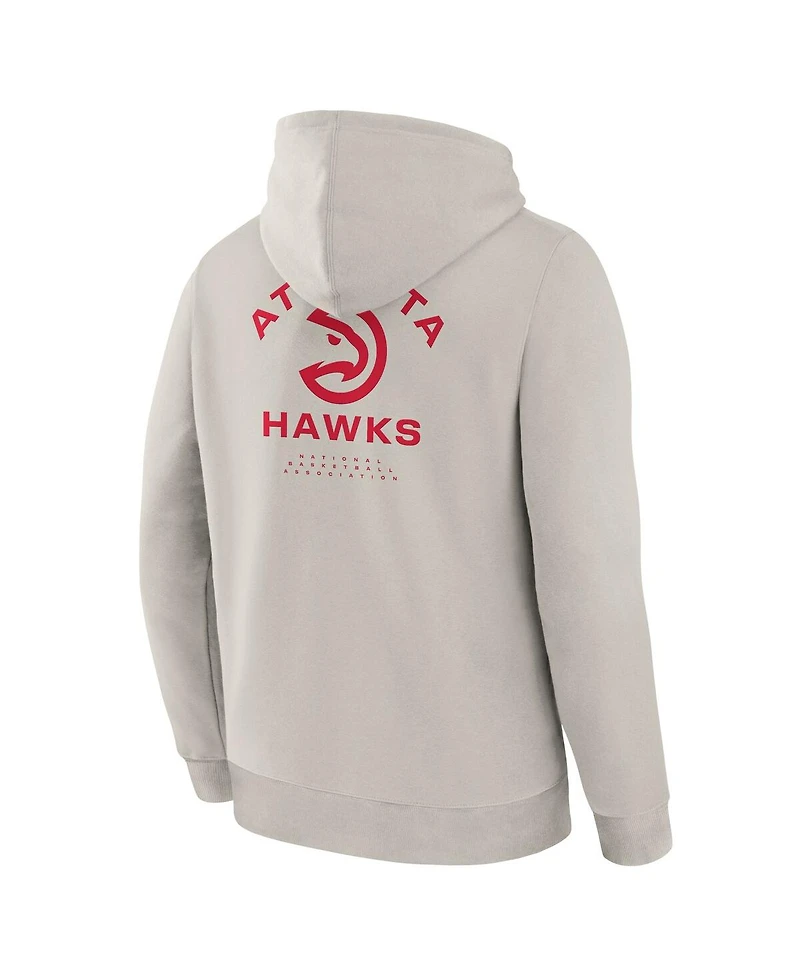 Fanatics Men's Off White Atlanta Hawks Crossover Collection Blocked Shot Premium Pullover Hoodie