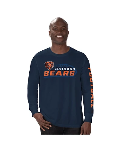 Starter Men's Navy Chicago Bears Half Time Long Sleeve T-Shirt