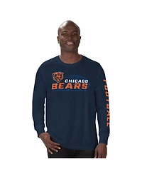 Starter Men's Navy Chicago Bears Half Time Long Sleeve T-Shirt