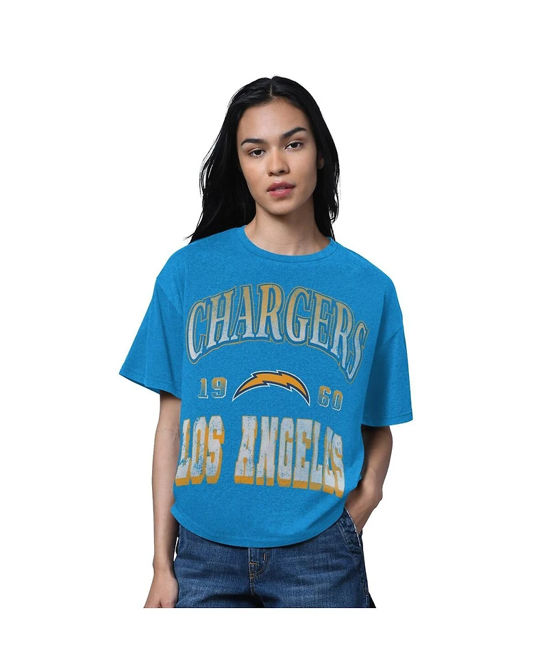 Starter Women's Heather Powder Blue Los Angeles Chargers Oversized Hall of Fame T-Shirt