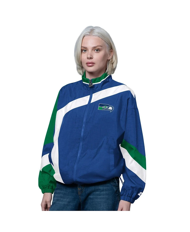 Starter Women's Royal/Green Seattle Seahawks 1st Quarter Full-Zip Windbreaker Jacket