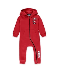 Wear by Erin Andrews Baby Boys and Girls Scarlet San Francisco 49ers Hooded Fleece Coverall