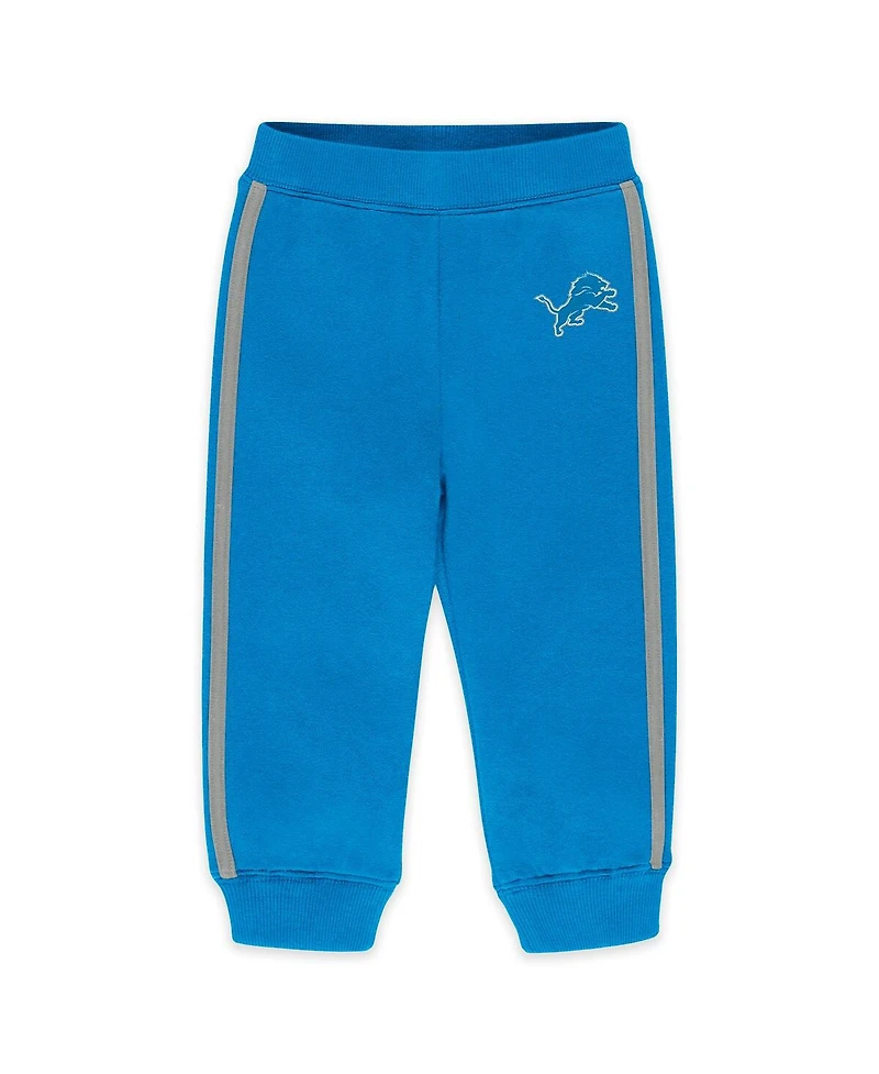 Wear by Erin Andrews Baby Boys and Girls 2-Piece Blue Detroit Lions Fleece Crewneck Pants Set