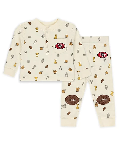 Wear by Erin Andrews Baby Boys and Girls 2-Piece Cream San Francisco 49ers Waffle-Knit Sleep Set
