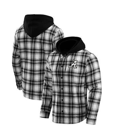 Darius Rucker Collection by Fanatics Men's Black Alabama Crimson Tide Plaid Flannel Quilted Full-Snap Hooded Shacket