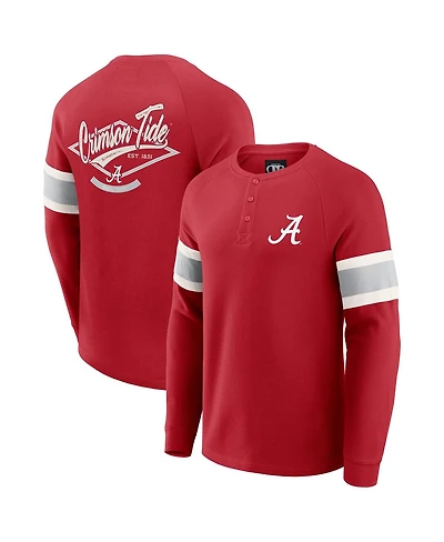 Darius Rucker Collection by Fanatics Men's Crimson Alabama Tide Waffle-Knit Raglan Long Sleeve Henley T-Shirt